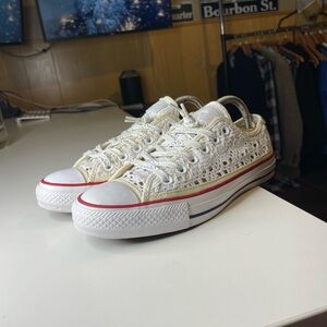 Converse crochet lace, white, woman’s size 7 low top, wedding